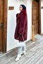 Uzun Faux Fur Coat Burgundy - 2