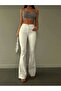 Alex Women's Stretch Fabric Off-White Spanish Jeans Trousers (Thick Fabric Does Not Show Inside) - 4