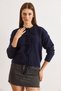 Women's Navy Blue Lace Detailed Soft Textured Knitwear Cardigan Hrk-19000458 - 4