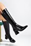 Zri̇n-4804 Premium Black Wrinkled Zippered Heeled Boots - 3
