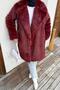 Uzun Faux Fur Coat Burgundy - 3