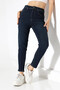 Navy Blue High Waist Slim Fit Jean Trousers - 4