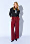 Burgundy Inside-Waisted Pleated Wool Effect Palazzo Trousers |   Ek100669832 - 5