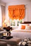 Orange Buldan Linen Retro Background Curtain with Binding Details (100% Cotton Buldan Fabric) - 2
