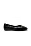 Button Buckle Detailed Blunt Toe Women's Ballerinas Black - 4