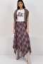 Brown Asymmetrical Cut Lined Woven Skirt Alc-X14890 - 4