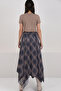 Anthracite Asymmetrical Cut Lined Woven Skirt Alc-X14890 - 5