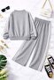 Girls' Tracksuit Set with Bow and Ribbon, Crew Neck, Plain Model - 2