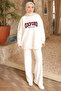 Ecru Back Zipper Three Thread Fleece-Lined O Oversized Sweatshirt - 2