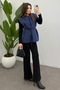 Women's Navy Blue Belted Cashmere Vest - 2