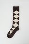Baklava Pattern Knee High Socks Bitter Brown-Ecru - 2