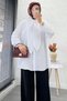 Tie Collar Oversized Women's Shirt Tunic – White