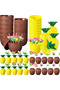 Tropical Party Cup Set – Pineapple and Coconut Shaped Cups with Straws (20 Pieces)