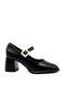 Scarf Buckle Detailed Heeled Casual Women's Shoes Black - 4