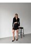 Women's Diver Fabric Buckled Shoulder Pad Piece Crop Blouse - 2