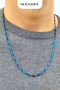 Blue Cube Match Model Stainless Steel Men's Necklace - 3