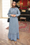 Blue Collar Stone Half Zipper Belted Denim Dress - 2