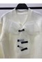 Women's Ecru V-Neck Large Organza Bow Detailed Design Knitwear Sweater 12128 - 2