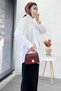 Tie Collar Oversized Women's Shirt Tunic – White - 6