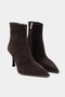 Marma Bitter Brown Genuine Suede Zipper Detail Pointed Toe Women's Heeled Boots - 4
