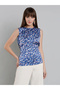 Women Blue Floral Sleeveless Top - 3