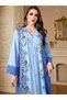 Women Blue Flower Detail V-Neck Jalabiya - 5