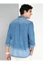 Men Blue Denim Double Pocket Shirt - 3