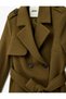 Trench Coat Cashmere Long Sleeve Double-Breasted with Belt - 5