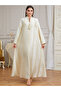 Women Texture Fabric Faux Pearl Tassel Jalabiya - 3