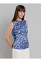 Women Blue Floral Sleeveless Top - 4