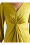 Women Green Modal Satin Twist Detail Midi Dress - 6