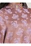 Women Stand Collar Jacquard Jalabiya With Lace Trim - 4