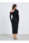 Women Black One Shoulder Bodycon Midi Dress - 6
