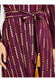 Women Foil Print Jalabiya with Tassel Trim Belt - 4