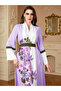 Women Lilac Sequin Patch Detail Belted Jalabiya - 5