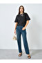 Women Black Oversized T-Shirt with Neck Scarf - 2
