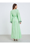Woman Green Floral Print Belted Maxi Dress - 5