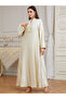Women Texture Fabric Faux Pearl Tassel Jalabiya - 2
