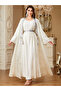 Women Sequined Textured Kimono and Dress Modest Set - 2