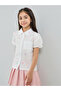 Girls White Butterfly Print Puff Sleeve Top