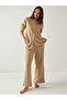 Women Textured Jersey Shirt and Pants Lounge Set - 3
