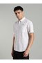 Men White Leaf Print Linen Cotton Shirt - 2