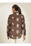 Women Brown Embroidered Long Sleeve Shirt - 5