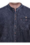 Men Grey Denim Mandarin Collar Shirt - 6