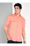 Men Peach Cotton Twill Shirt