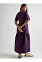 Women Deep Purple Poplin Tiered Maxi Dress - 2
