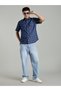 Men Blue Denim Print Short Sleeve Shirt - 5