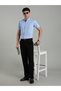 Men Blue Short Sleeve Oxford Shirt - 6