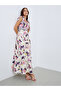 Women Floral Print Tie Shoulder Maxi Dress - 3