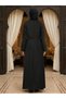 Women Black Embellished Abaya with Hijab - 3